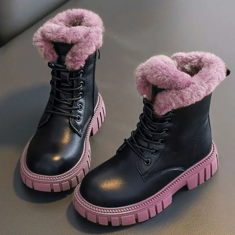 Cindy's Trendy Winter Boots: Chic Korean-Inspired Faux Fur Footwear for Girls Aged 6-18