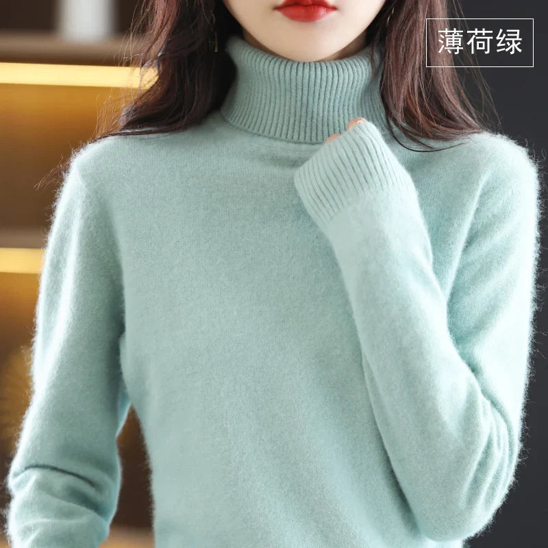 Sinead: Japanese-knit 100% Cashmere Turtleneck Sweater for women: autum&winter essential