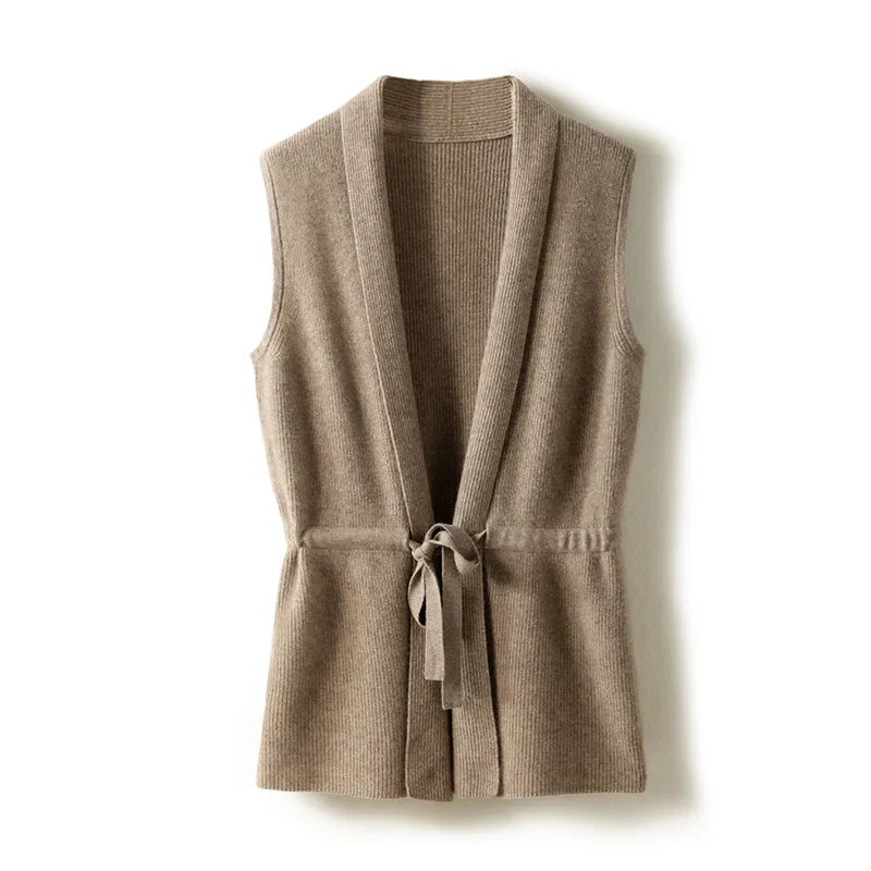 Temperament 100% Merino Wool V-Neck Vest/cardigan sweater