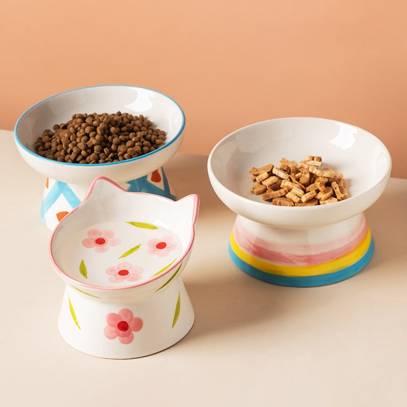 Sweetheart Ceramic Round Elevated Cat Bowls