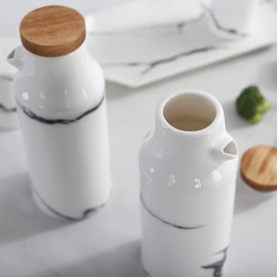 Ceramic Salt, Pepper, Oil & Vinegar 5-Piece Set