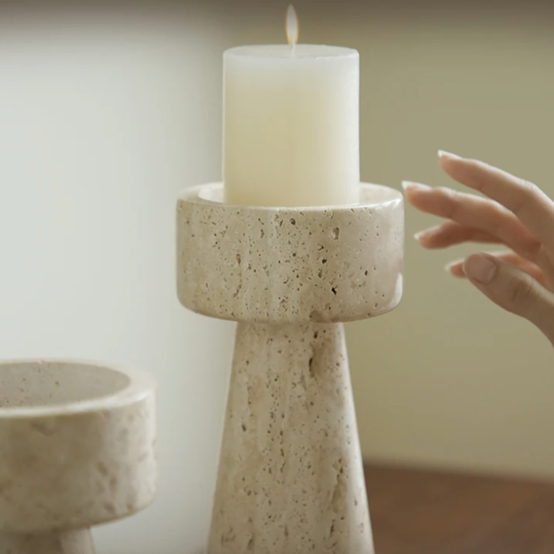 Travertine Stone Candle Holder /decor