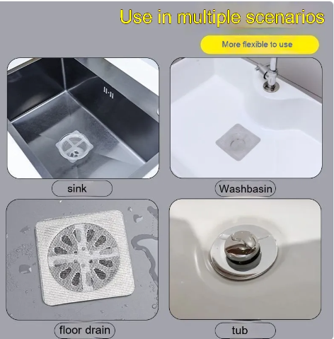 Disposable self-adhesive drain plate - anti-clogging, protection against insects and anti-hair