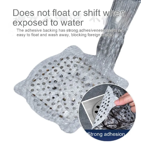 Disposable self-adhesive drain plate - anti-clogging, protection against insects and anti-hair