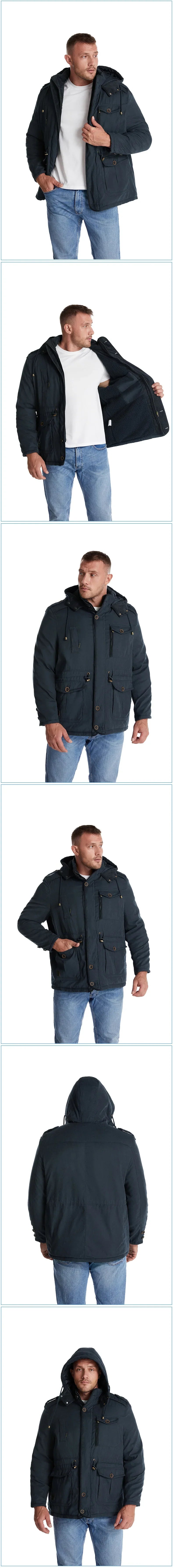 Stylish warm parka jacket for men with hood