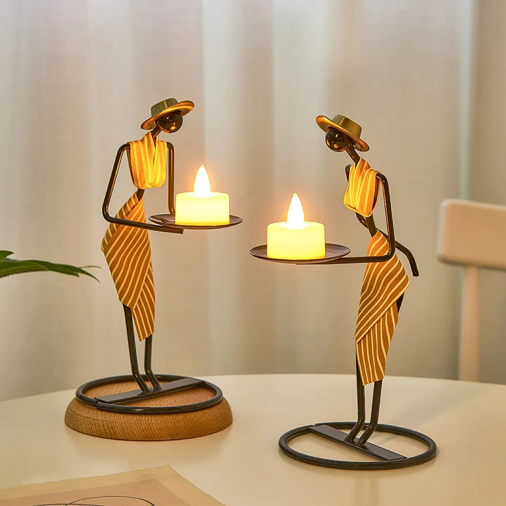 Woman Shaped Iron Candle Holder Luxury Romantic Decoration