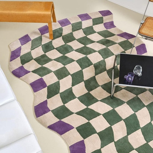 Checkerboard Plush Bedroom Rug