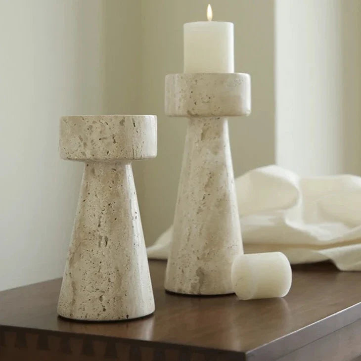 Travertine Stone Candle Holder /decor