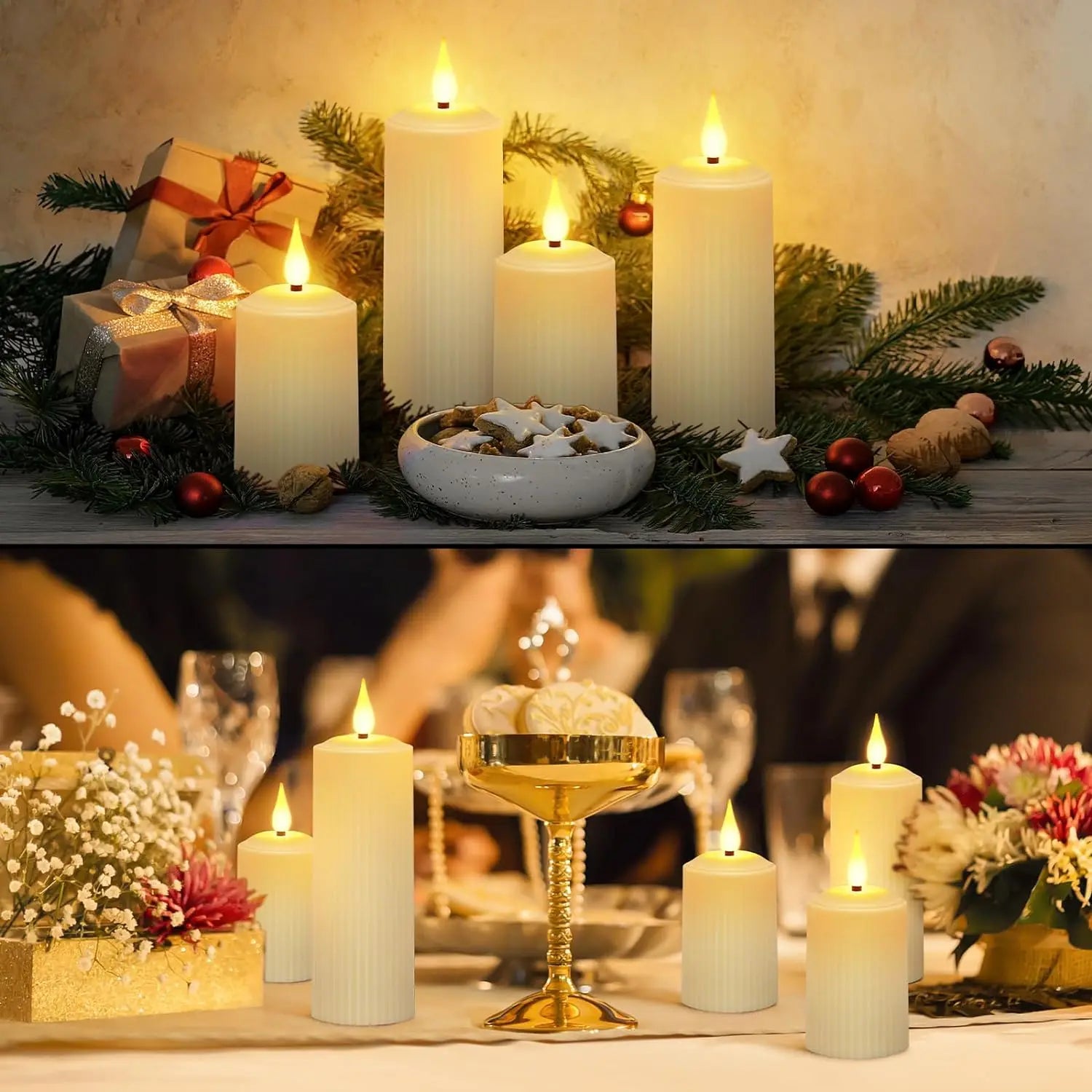 AmbianceRomane - Waterproof LED Pillar Candles with Remote Control