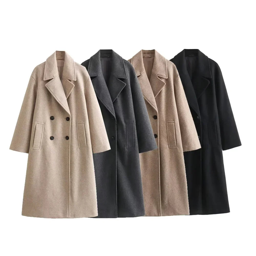 Trine: Wool Blend Autumn/Winter Long Coat/Jacket