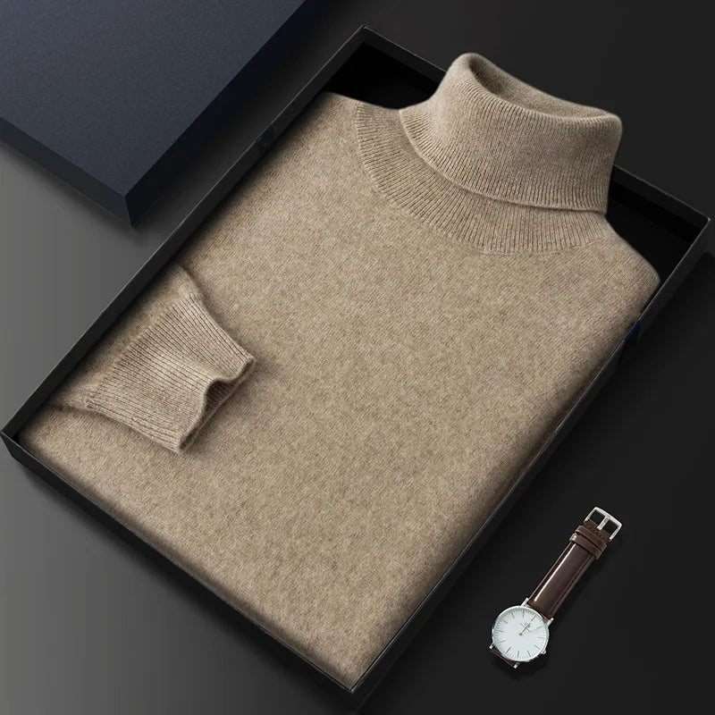 August: 100% Pure Cashmere Wool Turtleneck Sweater For Men