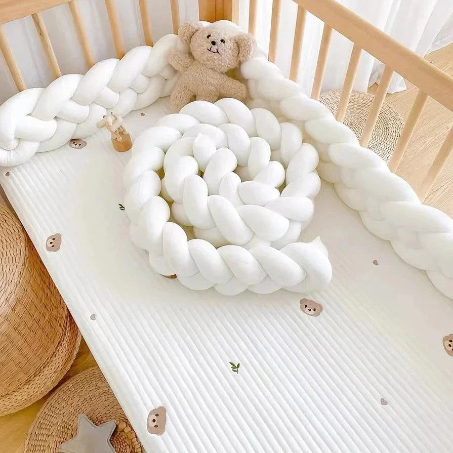 Baby Knot Bed Bumper & Nest - White, Light Grey & Dark Grey