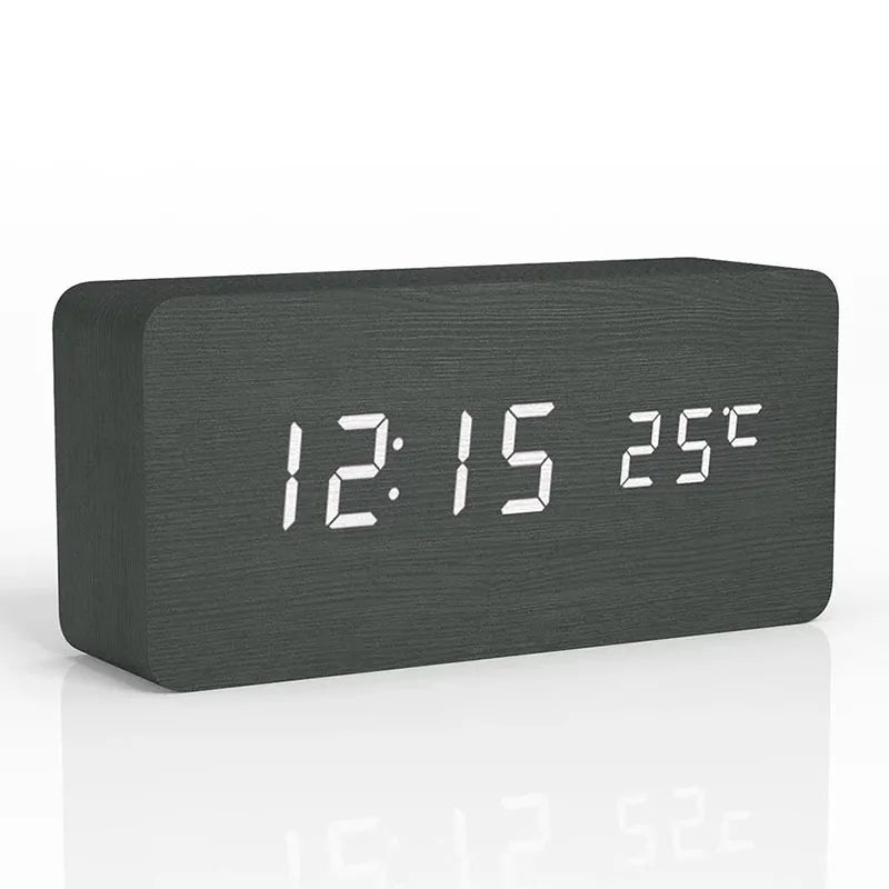 WoodTime – Digital Wooden Alarm Clock with LED Display