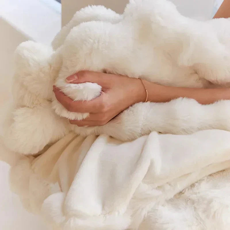 Super Soft Fluffy Luxury Rabbit Faux Fur Wave Throw - 4 Colours