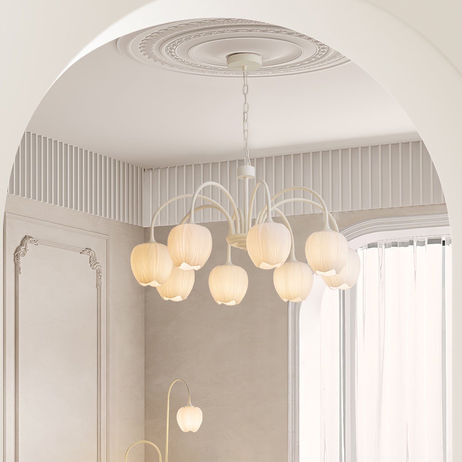 Tulip – Elegant Matcha Chandelier