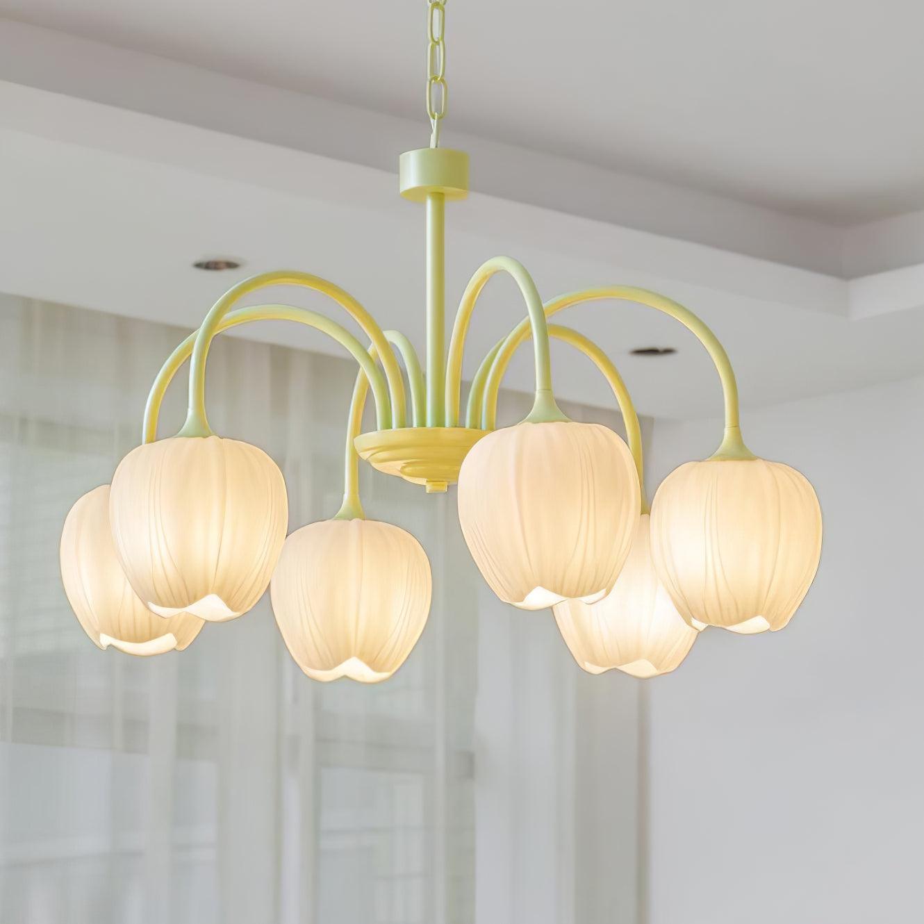 Tulip – Elegant Matcha Chandelier