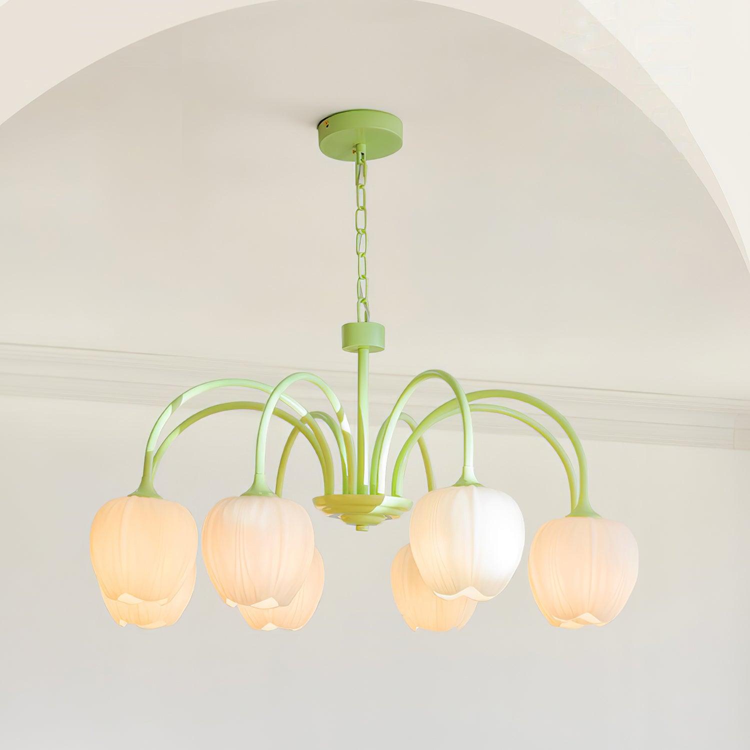 Tulip – Elegant Matcha Chandelier