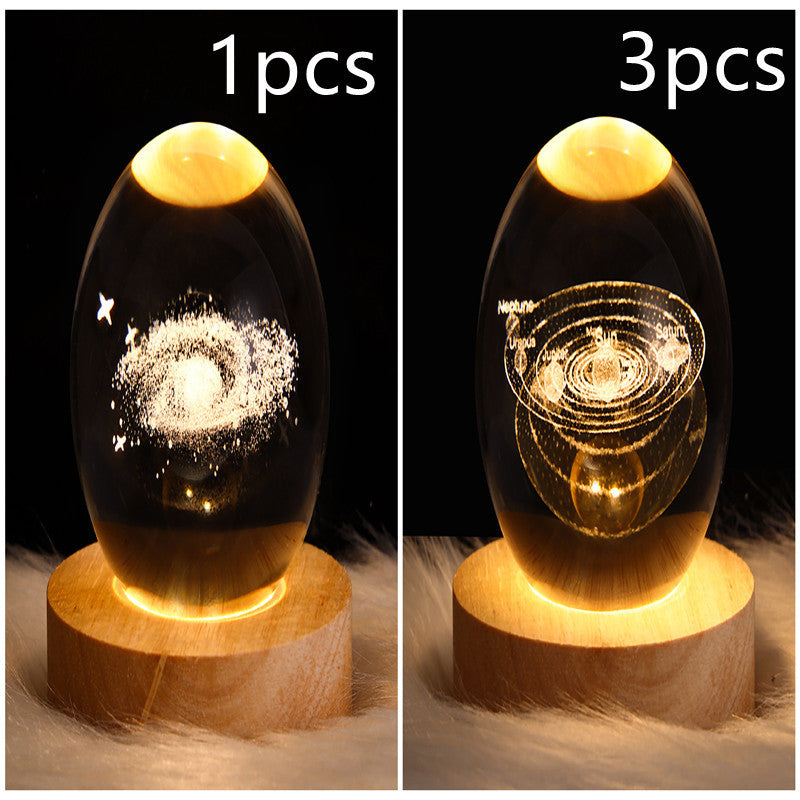 3D Galaxy Crystal Ball LED Night Lamp