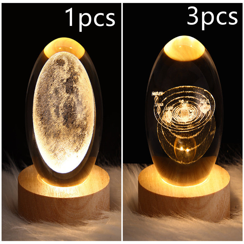 3D Galaxy Crystal Ball LED Night Lamp