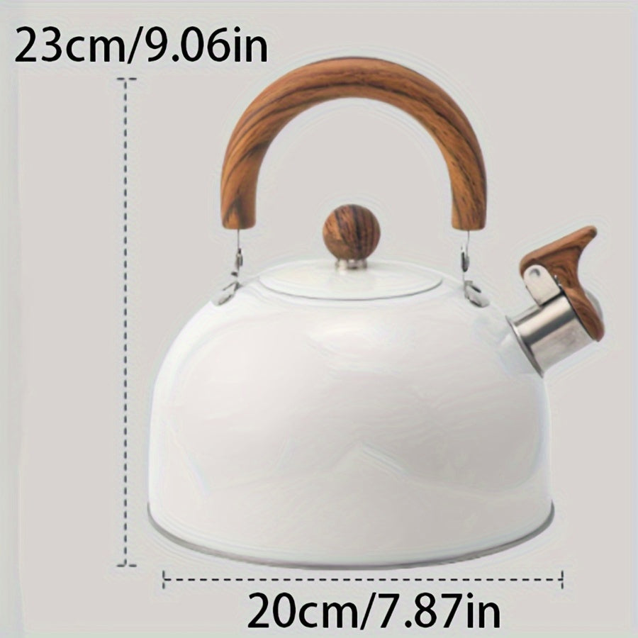 3L Whistling Tea Kettle with Wooden Accents