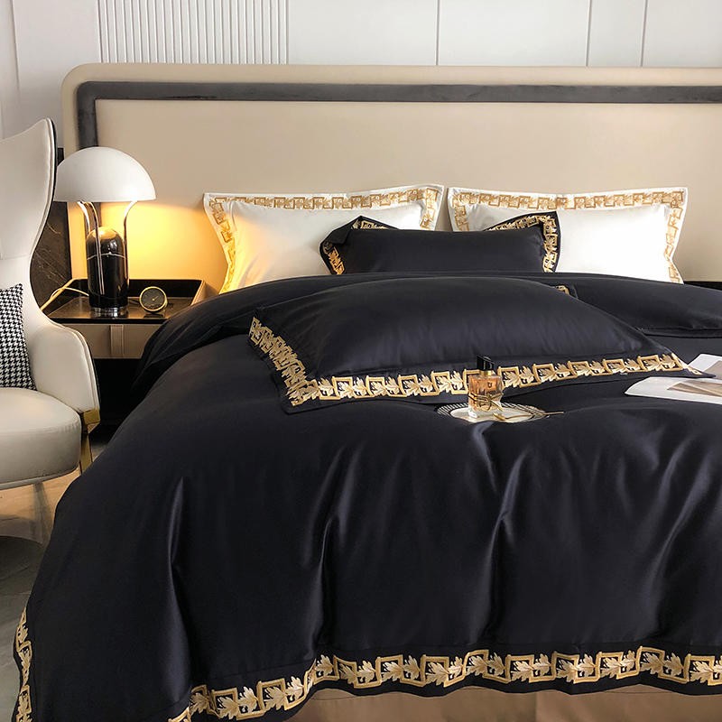 Baroque Black Duvet Cover Set (Egyptian Cotton, 1000 TC)