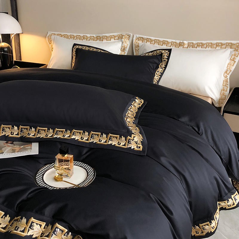 Baroque Black Duvet Cover Set (Egyptian Cotton, 1000 TC)