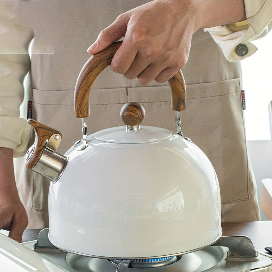 3L Whistling Tea Kettle with Wooden Accents