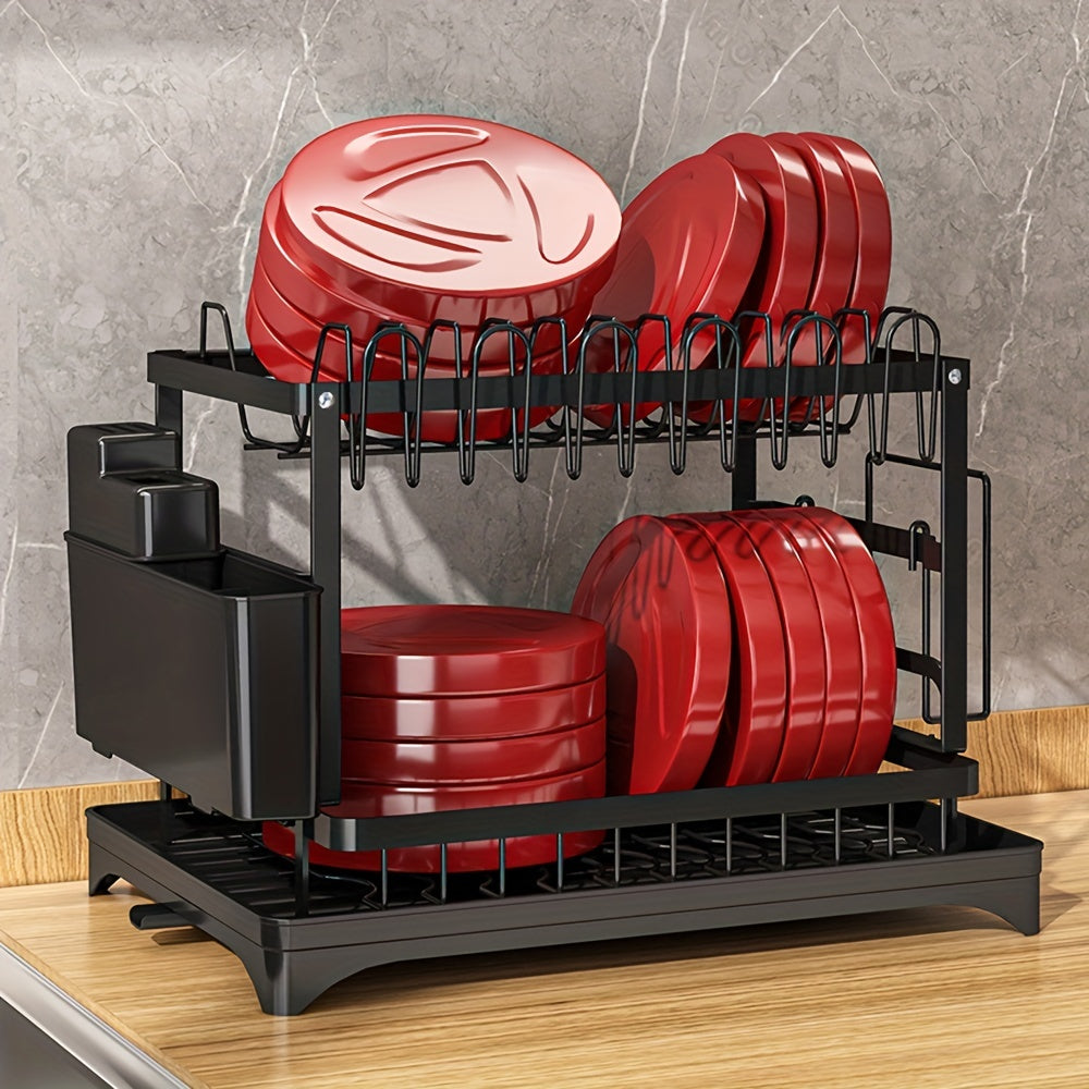 1pc Dish Drying Rack For Kitchen Counter Over The Sink, Detachable Larger Capacity 2-Tier Dish Drying Rack