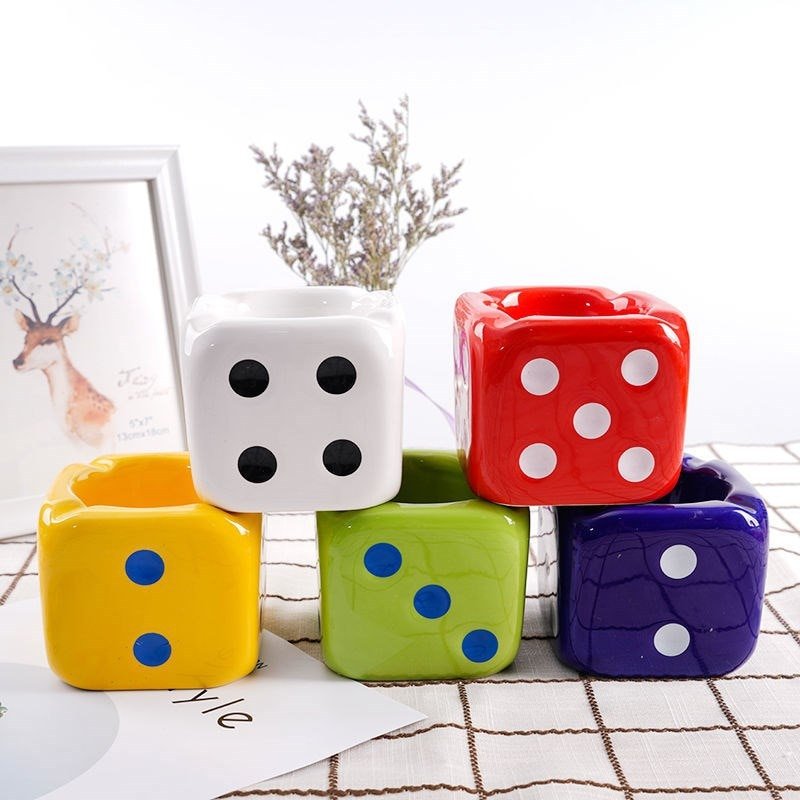 Ceramic Dice Shaped Ashtray