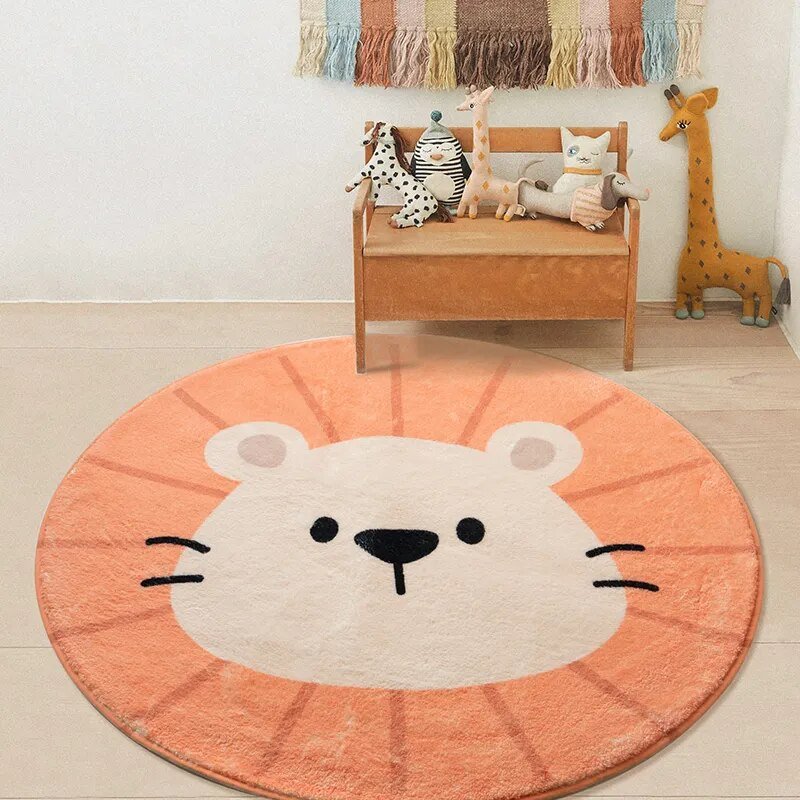 Children's Round Cartoon Bedroom Rug | Soft, Cozy & Durable Play Mat