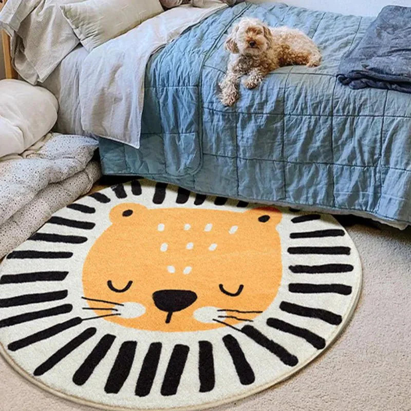 Children's Round Cartoon Bedroom Rug | Soft, Cozy & Durable Play Mat