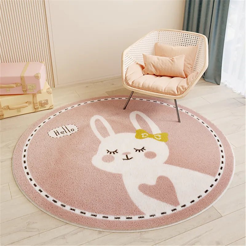 Children's Round Cartoon Bedroom Rug | Soft, Cozy & Durable Play Mat