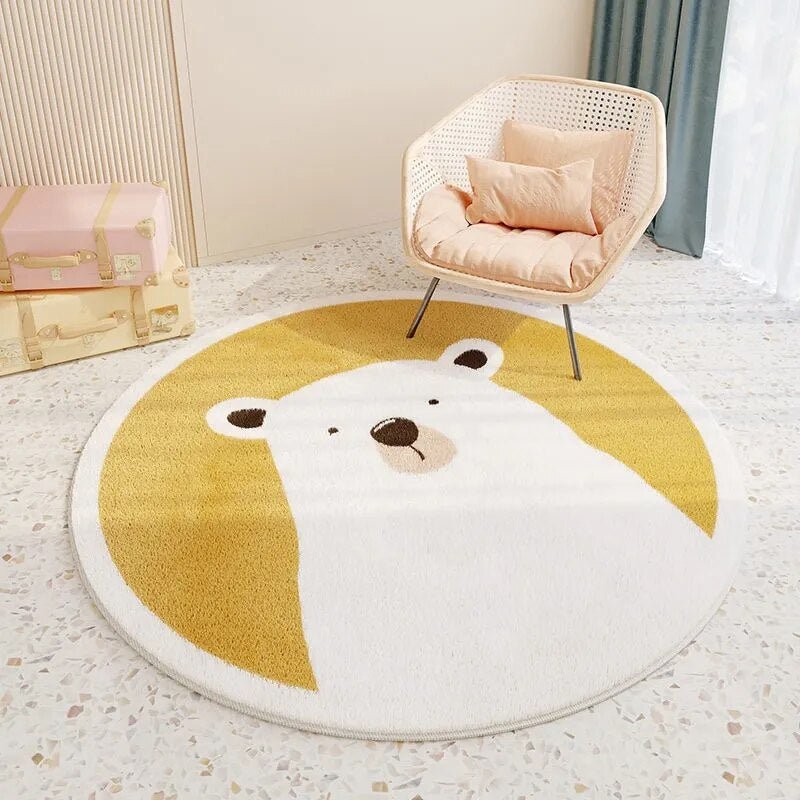 Children's Round Cartoon Bedroom Rug | Soft, Cozy & Durable Play Mat