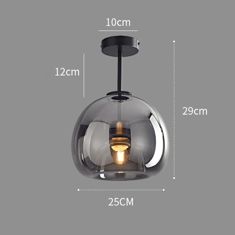 Copper Glass Semi Flush Mount Ceiling Light