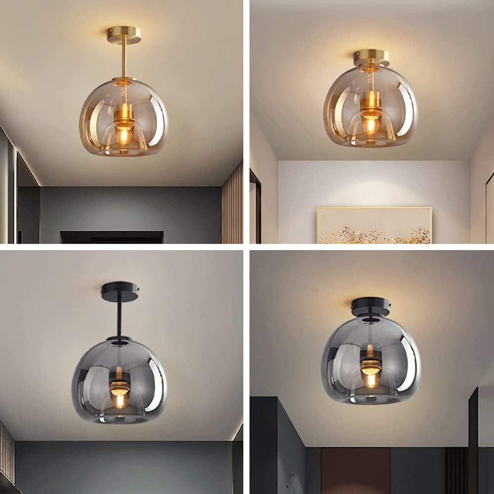 Copper Glass Semi Flush Mount Ceiling Light