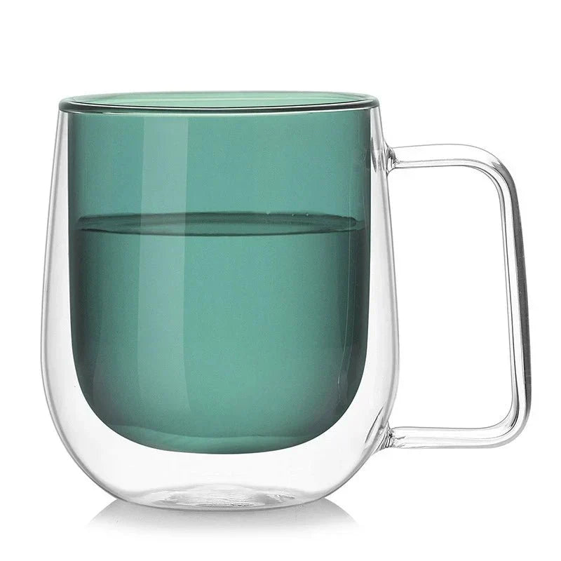 Colourful Double Walled Transparent Coffee Mug