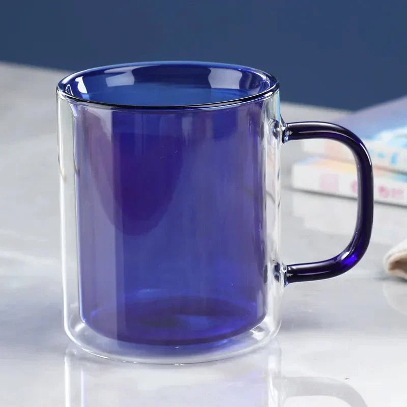 Colourful Glass Double Walled Coffee Mug