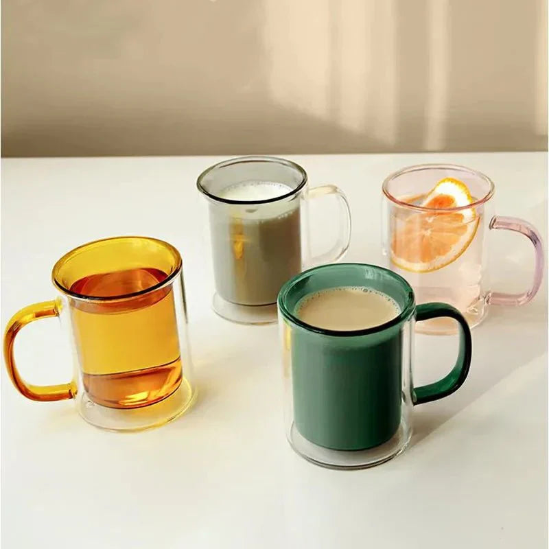 Colourful Glass Double Walled Coffee Mug