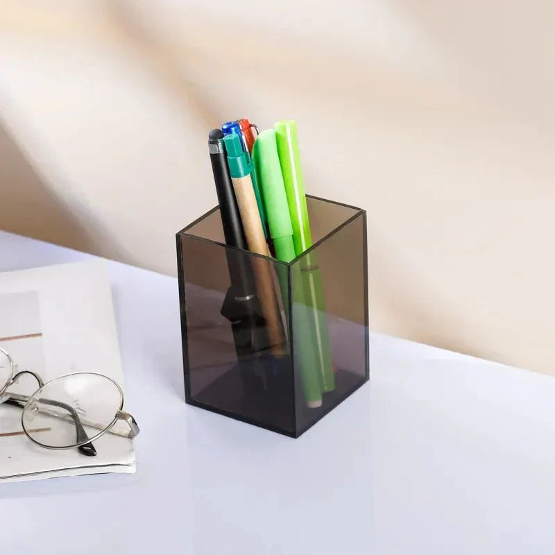 Vibrant Transparent Desk Pen Holder – Stylish Acrylic Storage for Office and Home Organization