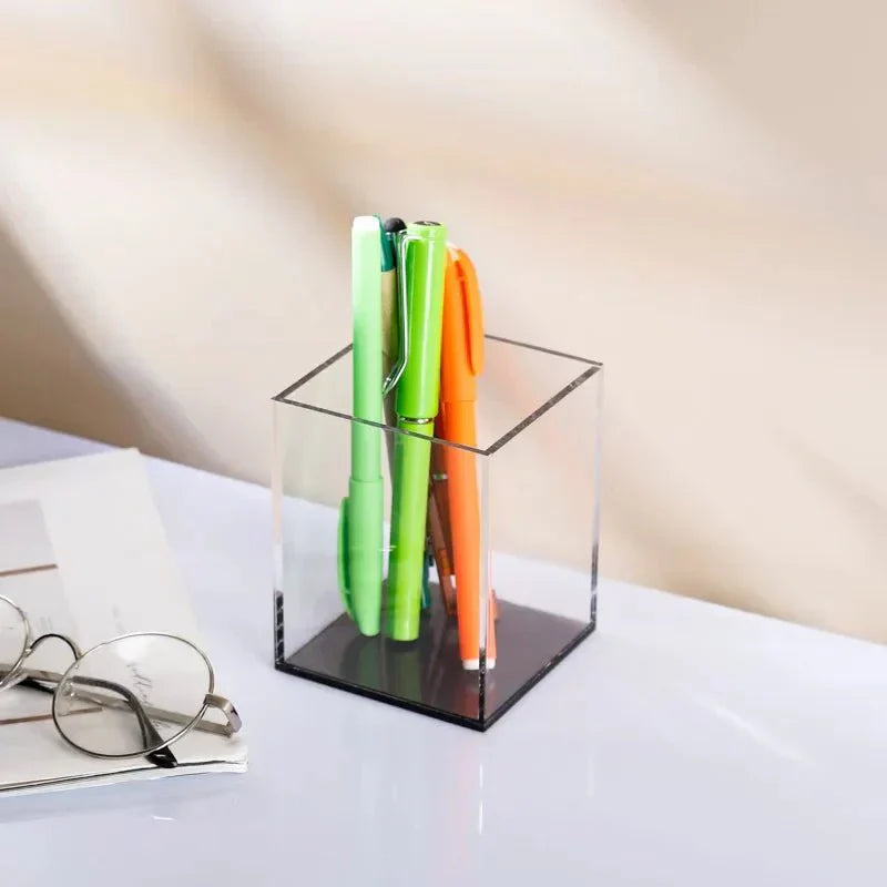 Vibrant Transparent Desk Pen Holder – Stylish Acrylic Storage for Office and Home Organization