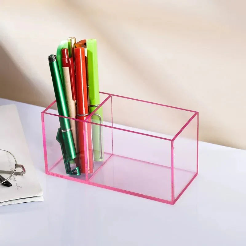 Vibrant Transparent Desk Pen Holder – Stylish Acrylic Storage for Office and Home Organization