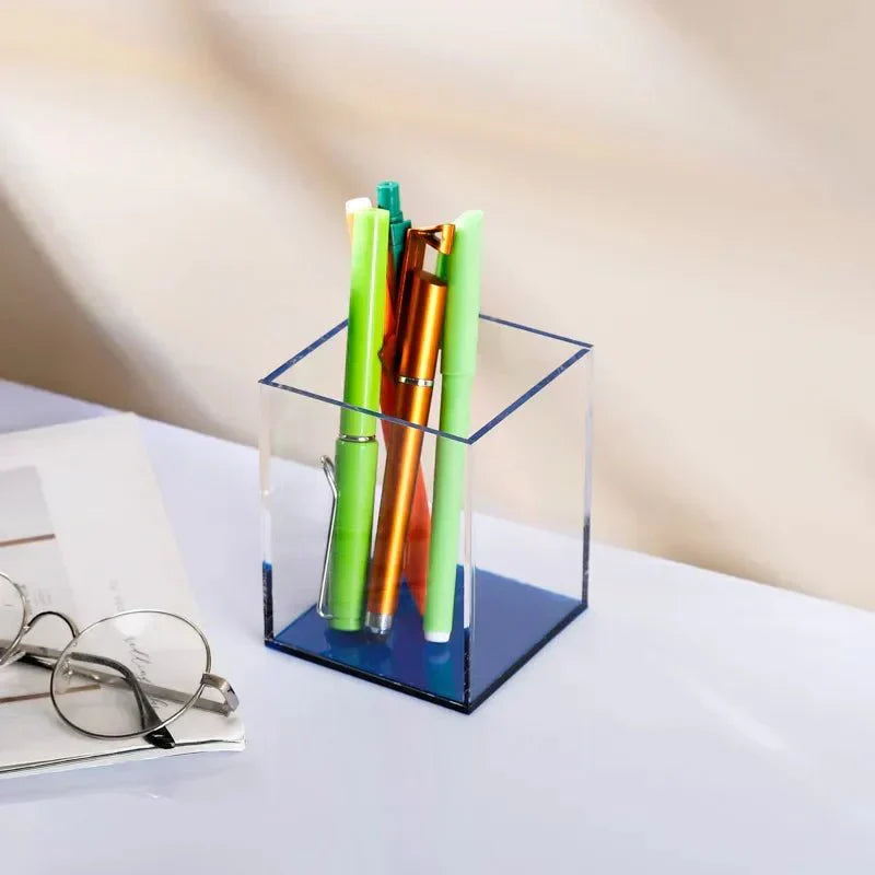 Vibrant Transparent Desk Pen Holder – Stylish Acrylic Storage for Office and Home Organization