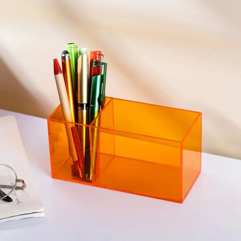 Vibrant Transparent Desk Pen Holder – Stylish Acrylic Storage for Office and Home Organization