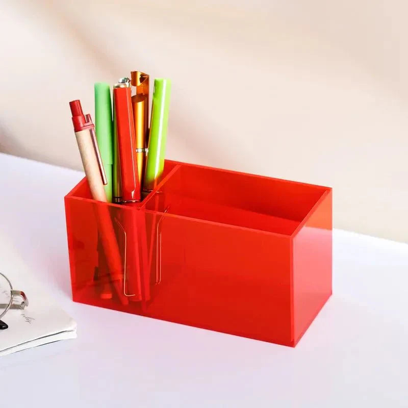 Vibrant Transparent Desk Pen Holder – Stylish Acrylic Storage for Office and Home Organization