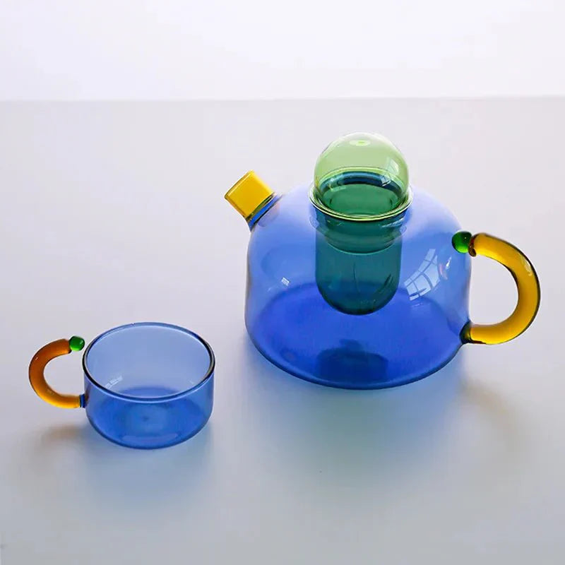 Contrasting Colour Translucent Kettle & Mug Set