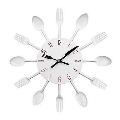 Cutlery Metal Kitchen Wall Clock - Spoon & Fork Design, Unique Quartz Wall Mounted Clock for Modern Kitchens