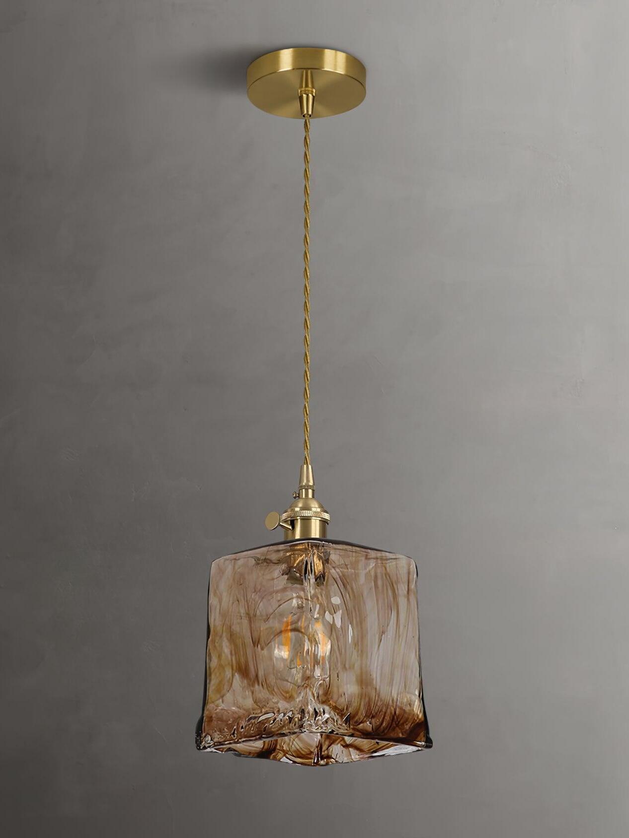 Brass Amber Glass Pendant Light lamp