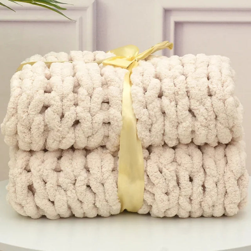 Chunky Hand Knitted Blanket - Soft, Cozy & Stylish Home Decor