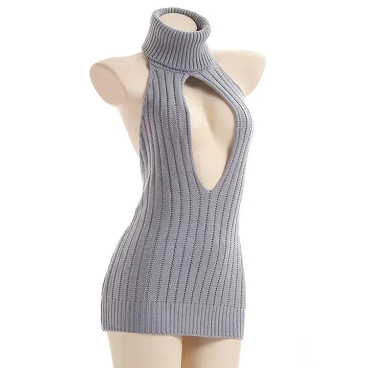 Sexy Hollow Out Pullover Backless Virgin Killer Sweater