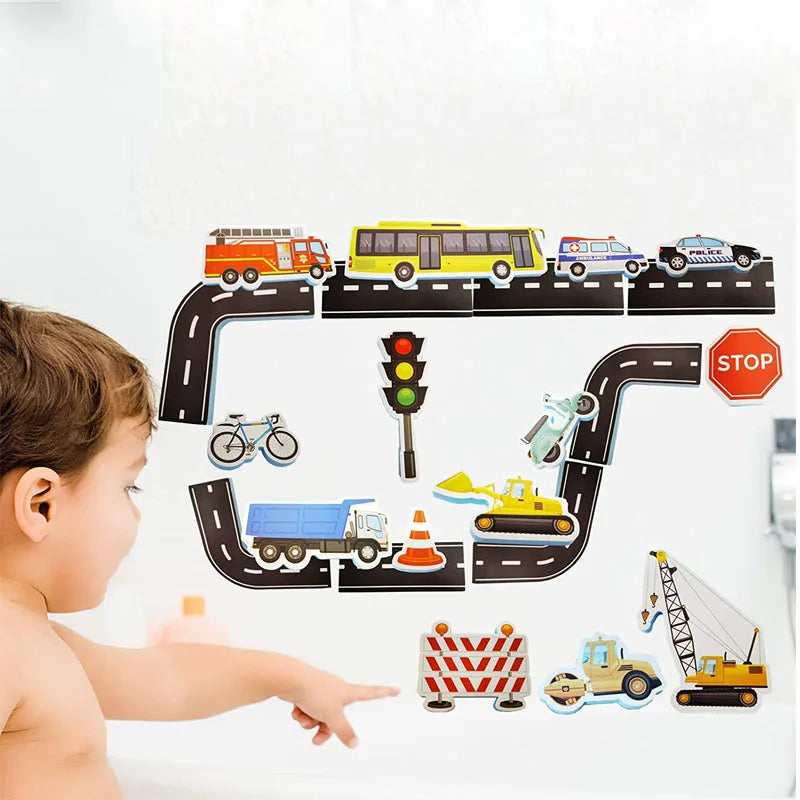 Bath Cars™ - Huge Fun In Bath - Foam Traffic Bath Toys Set